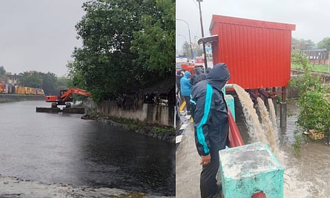 Greater Chennai Corporation (GCC) has intensified pumping out stagnated water on the road (Photo: X-@chennaicorp)