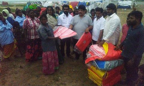 MLA Balaji visits affected tribal families in Mamallapuram