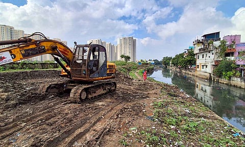 Desilting works being carried out at the canal (Photo: Hemanathan)
