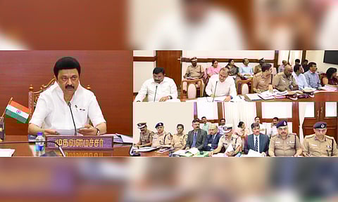 Chief Minister M K Stalin reviewed the functioning of the state police at the state secretariat.