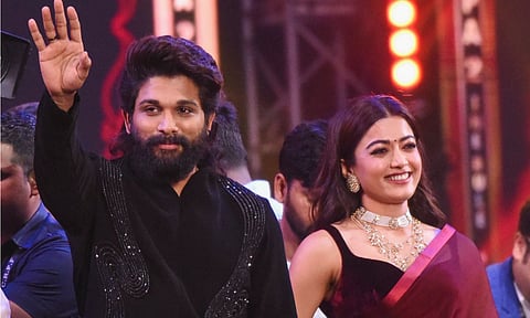 Allu Arjun and Rashmika Mandanna (PTI)