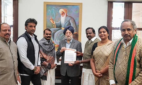 Tamil Nadu BJP unit met with Union Minister for Petroleum and Natural Gas, Hardeep Singh Puri, in New Delhi on Monday (X)
