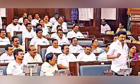Tamil Nadu CM MK Stalin speaking at the Assembly