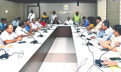 Mayiladuthurai Collector chairing a review meeting on Wednesday