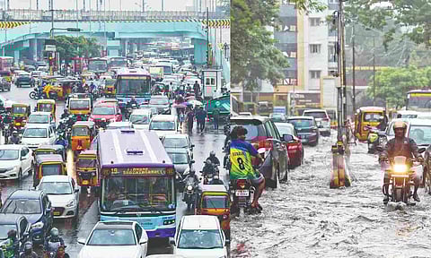 Rains slowed down traffic and several areas saw waterlogging in the city (Photo: Justin George)
