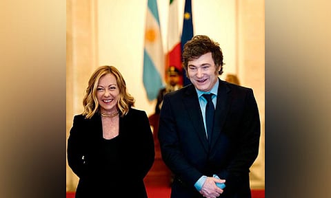 Argentine President Javier Milei and Italian PM Giorgia Meloni