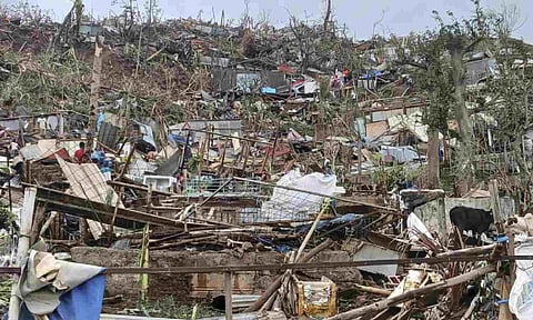 Devastated hill on the French territory of Mayotte in the Indian Ocean (AP)