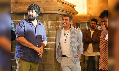 Actor Ajith Kumar on sets (Photo/X/@Adhikravi)