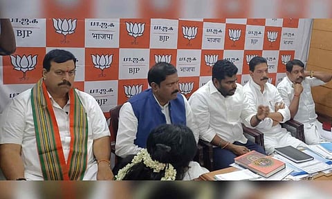 Leaders of the party at the State BJP core committee meeting conducted at the party headquarters