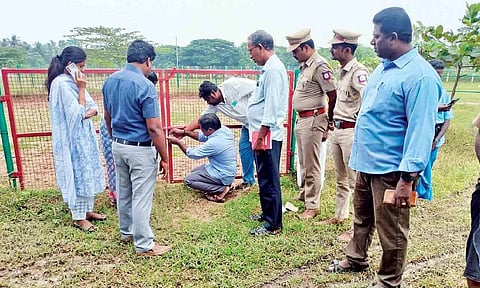 Officials sealing the centre at Pattukkottai in Thanjavur on Tuesday