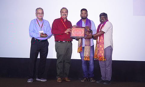 Tamizharasan Pachamuthu with AVM K Shanmugam at the fest