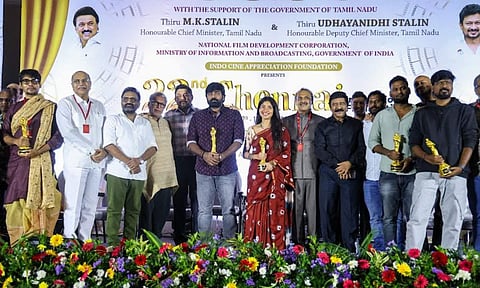 Winners and jury members with AVM K Shanmugam (Photo: Hemanathan M)