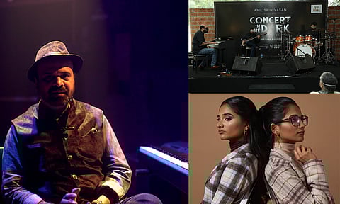 Blindfolded performers musical concert