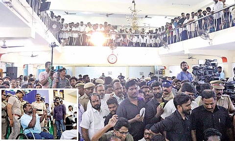The crowd at the hearing; (inset) a differently abled speaks at the event (Photo: Ashish.P) 