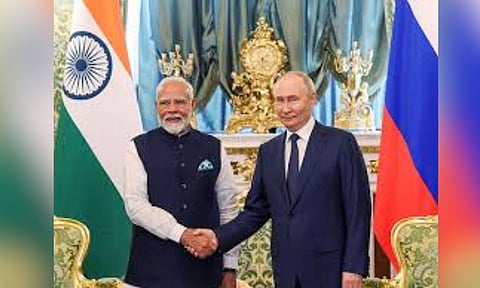 Indian PM Narendra Modi and Russian President Vladimir Putin (ANI)