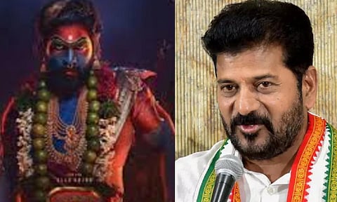 Poster of the film 'Pushpa-2'; Telangana CM A Revanth Reddy 