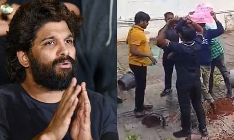 Allu Arjun; Protestors vandalise actor Allu Arjun's residence in Hyderabad (PTI/X) 