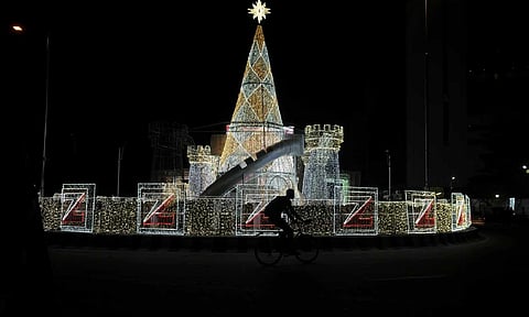 Christmas decorations on a street in Lagos, Nigeria (AP)