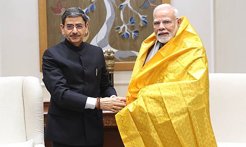 Governor RN Ravi with Prime Minister Narendra Modi in New Delhi on Tuesday