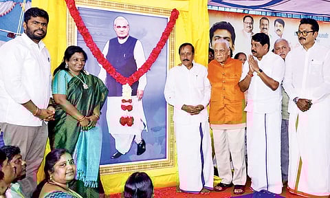 Annamalai and other BJP leaders participate in Vajpayee’s centenary celebrations (Photo: Manivasagan.N) 