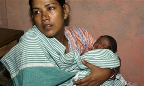 Namita Roy with her son (AP Photo)