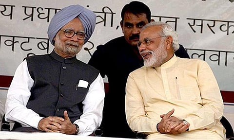 Prime Minister Narendra Modi shared a photo on X with former PM Manmohan Singh (X) 
