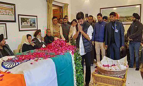 Telangana CM Revanth Reddy paid his last respects to the mortal remains of former Prime Minister Dr Manmohan Singh (ANI)