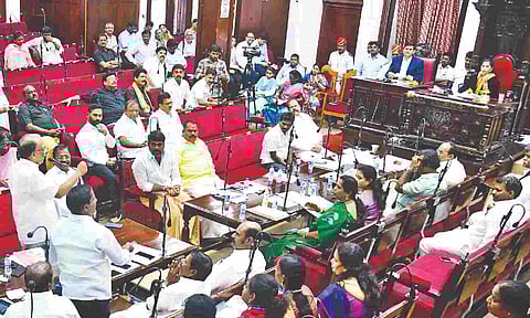 Council meet under way at the Ripon Buildings on Monday