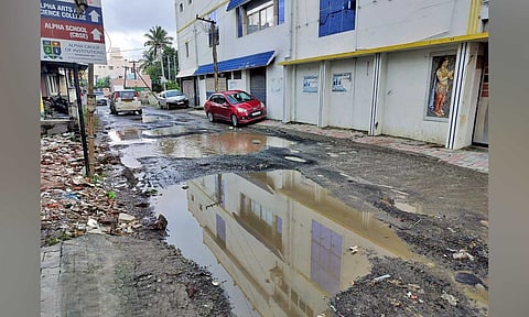 Damaged road at Noombal