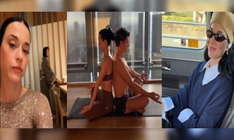 Singer-songwriter Katy Perry with her fiance Orlando Bloom