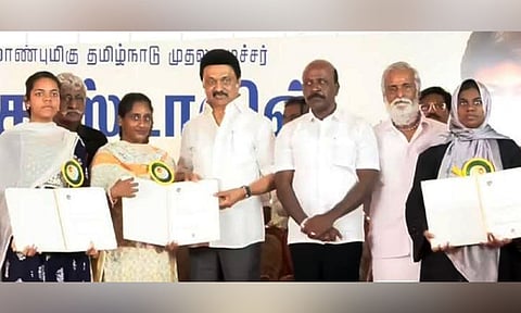 Chief Minister MK Stalin and Ministers Ma Subramanian, PK Sekar Babu at the event 