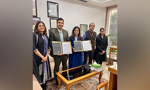 (L-R) Avantika Gode, SPF; Dr. Sumeet Kumar Jarangal, Startup India; Shweta Rajpal Kohli, SPF; Sanjiv Singh, DPIIT & Aprajita Saini, Invest India (ANI)