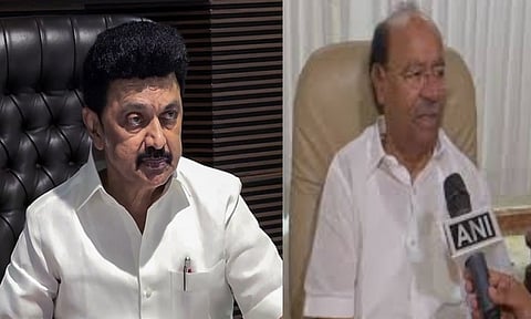 (L-R) Tamil Nadu CM MK Stalin and Dr S Ramadoss (ANI)