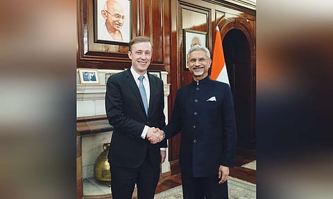 External Affairs Minister S. Jaishankar with US National Security Advisor Jake Sullivan during a meeting, in New Delhi, Monday, Jan. 6, 2025. (PTI)