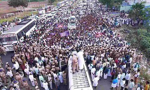Massive rally against the proposed tungsten mining project in Madurai
