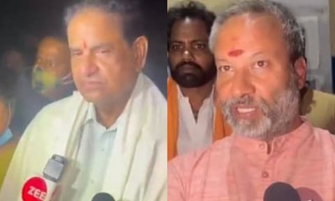 (L-R) TTD Chairman BR Naidu and Board Member Bhanu Prakash Reddy (ANI)