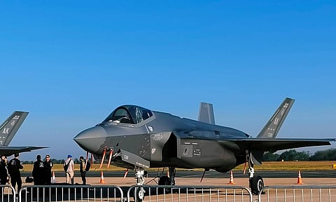  F35 Lightning of USAF on the tarmac preparing for a flying display during Aero India 2023