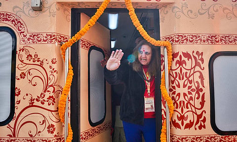 The train started its three-week journey from the Nizamuddin railway station in Delhi (PTI) 