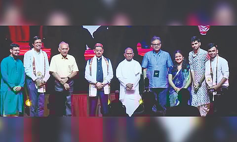 Renowned musician Ilaiyaraaja and Governor RN Ravi at the event