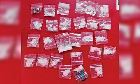 Seized packets containing methamphetamine drugs 