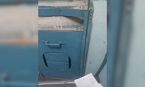 Damaged door on train 