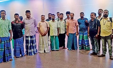 Fifteen fishermen from Tamil Nadu, who were arrested by the Sri Lankan Coast Guard last year, returned to Chennai on Wednesday 