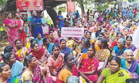 Residents stage protest in Tiruchy on Tuesday