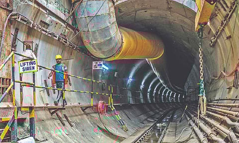 Tunnel construction, top view of underground station, concourse work (Photo: Justin George)