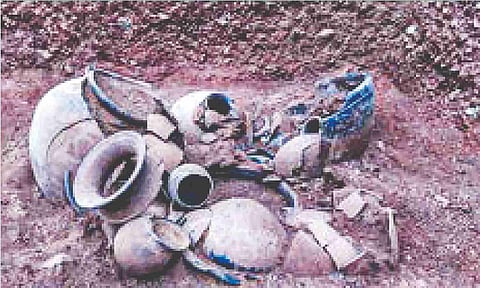 Pottery during the excavations