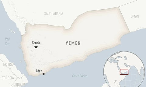 This is a locator map for Yemen with its capital, Sanaa (AP)