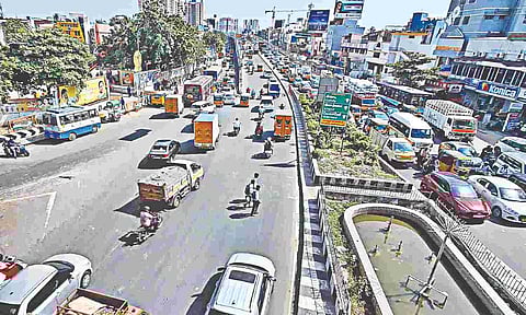 The location where the foot overbridge will come up at Koyambedu (Photo: Ashish)