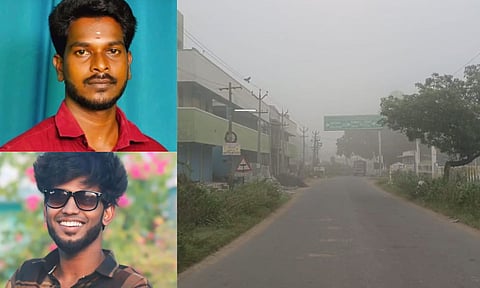 Vasanth (T), Jeevakumar (B), and fog dense road 