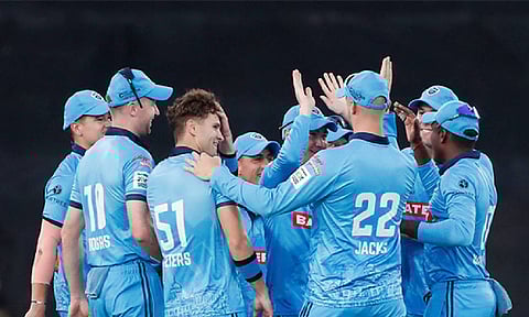 Team Pretoria Capitals celebrating after taking a wicket