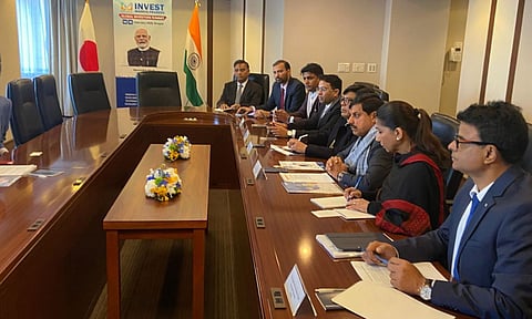 Madhya Pradesh Chief Minister Mohan Yadav during a meeting with medical device manufacturers in Tokyo (PTI)